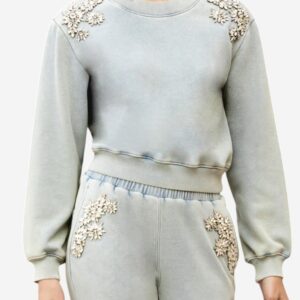 Julie Crystal Patch Sweatshirt - Washed Denim